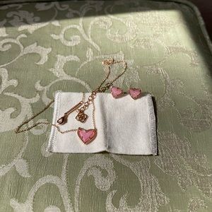 Kendra Scott Necklace and Earrings Heart Pair Rose Gold